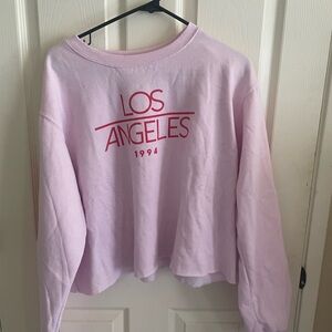 Mighty Fine Pink and Purple Cropped Long Sleeve Hoodie